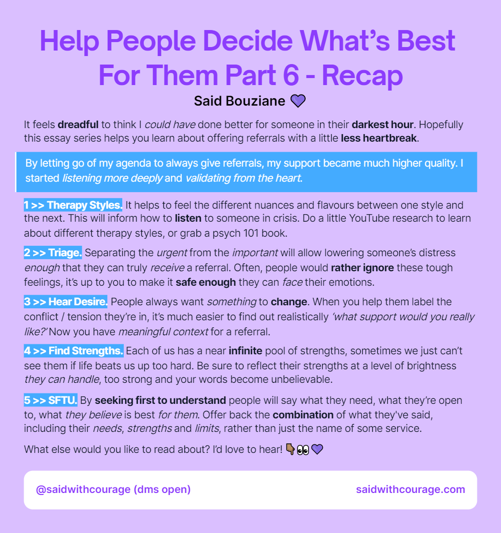 Help People Decide What’s Best For Them Part 6 – Recap