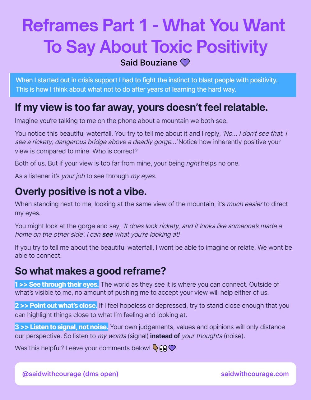 Reframes Part 1 – Here’s What You Want To Articulate About Toxic Positivity