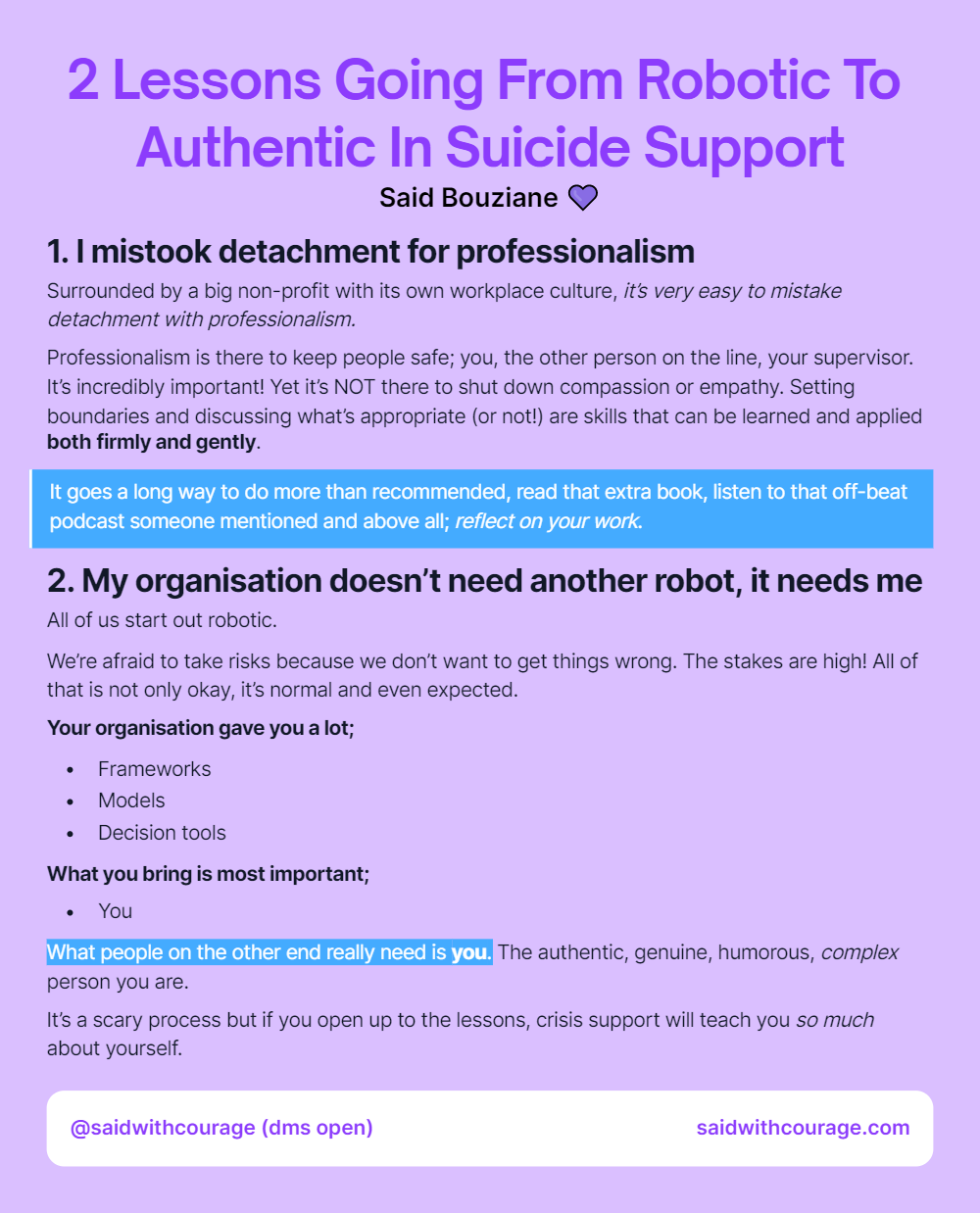 2 Lessons Going From Robotic To Authentic In Suicide Support
