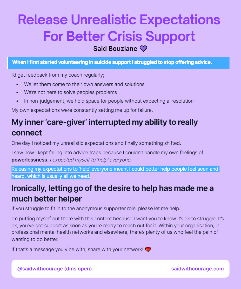 Release Unrealistic Expectations For Better Crisis Support