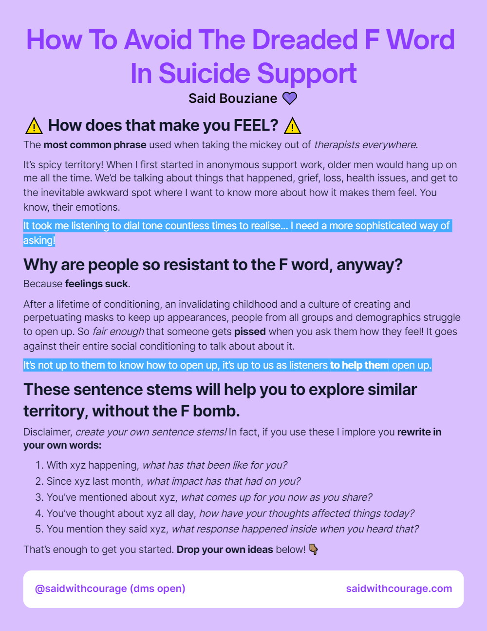 How To Avoid The Dreaded F Word In Suicide Support