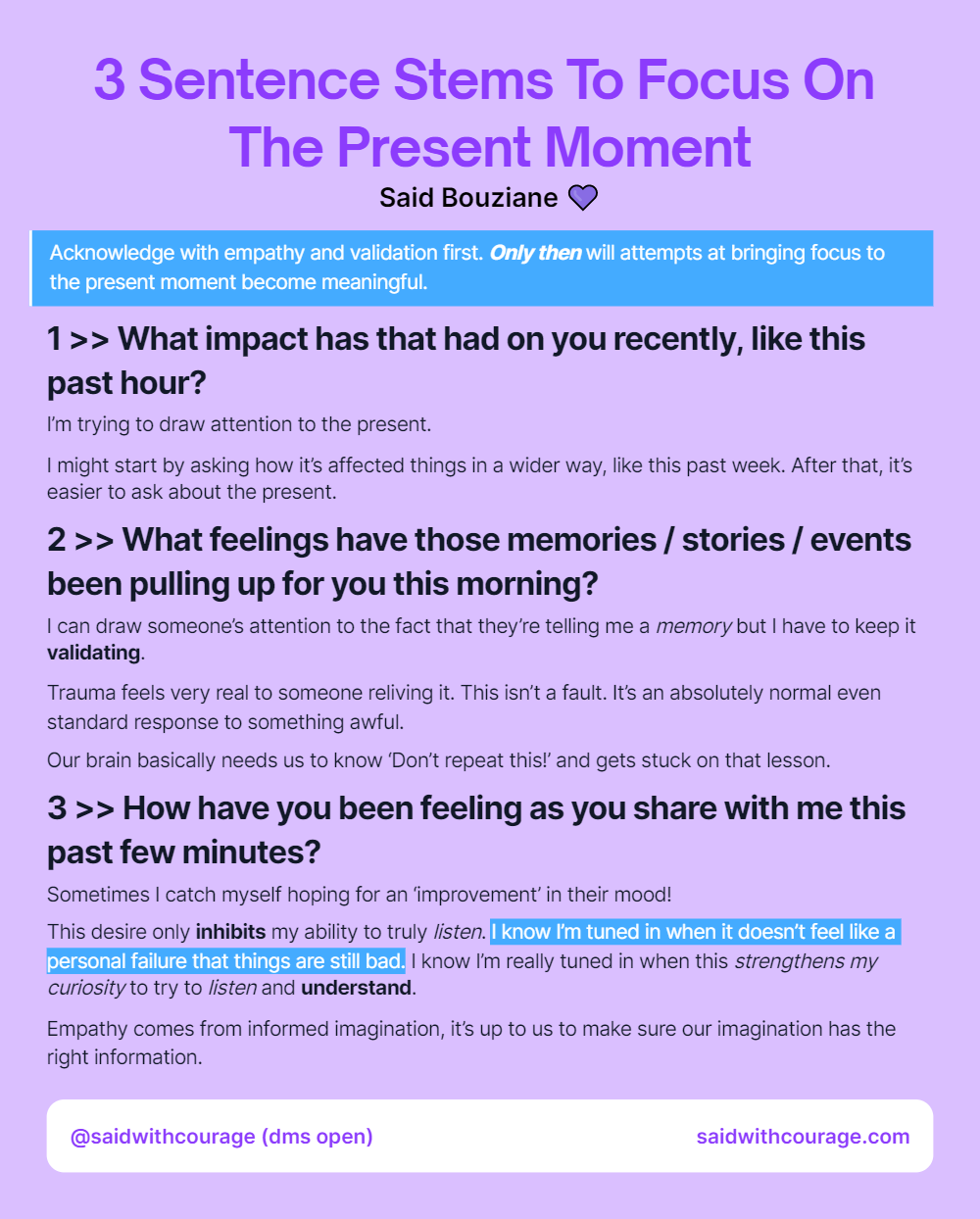3 Sentence Stems To Bring People To The Present Moment