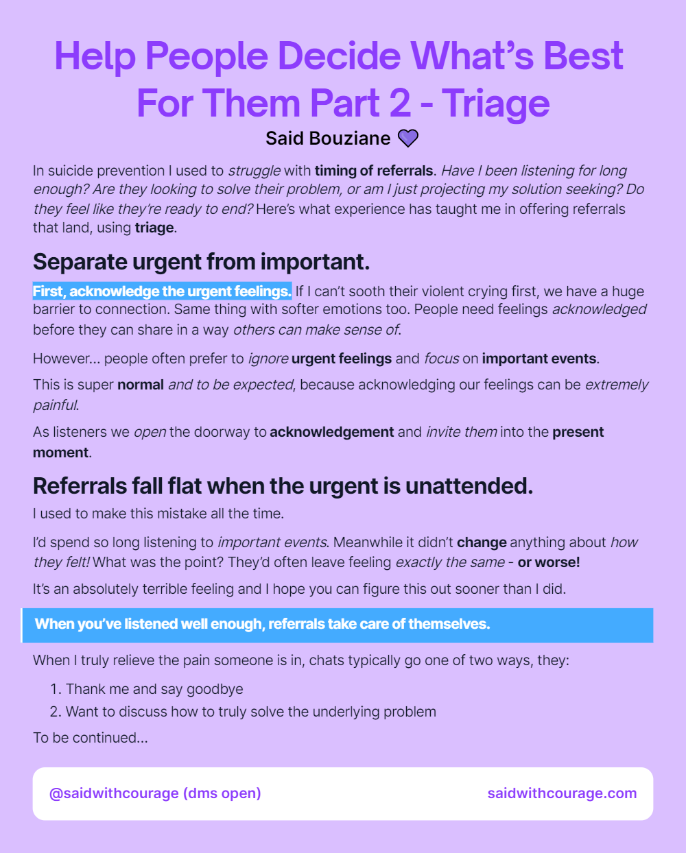 Help People Decide What’s Best For Them Part 2 – Triage