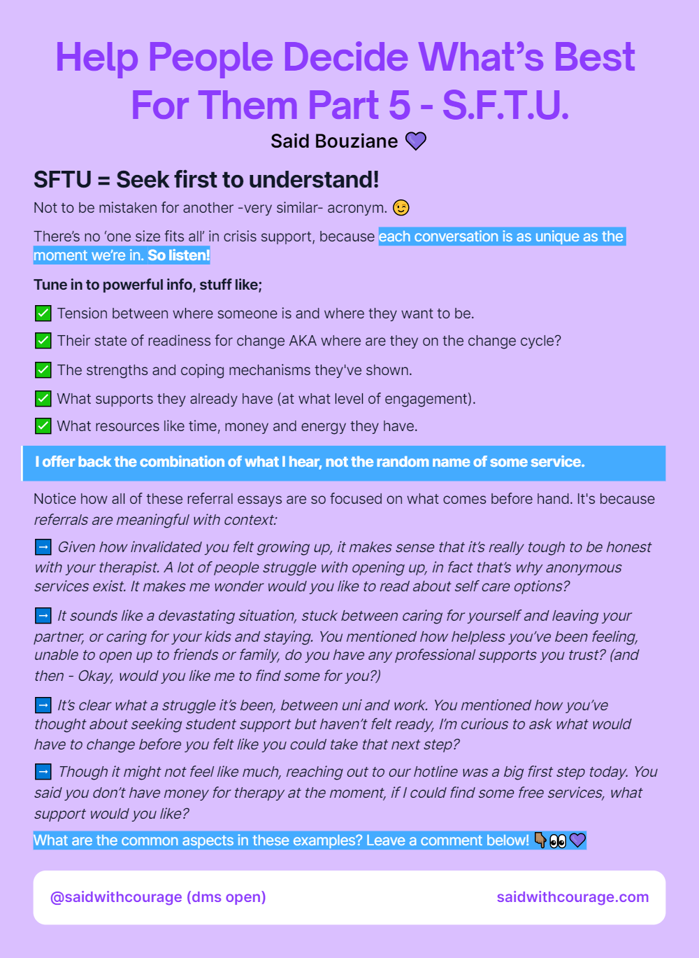 Help People Decide What’s Best For Them Part 5 – SFTU