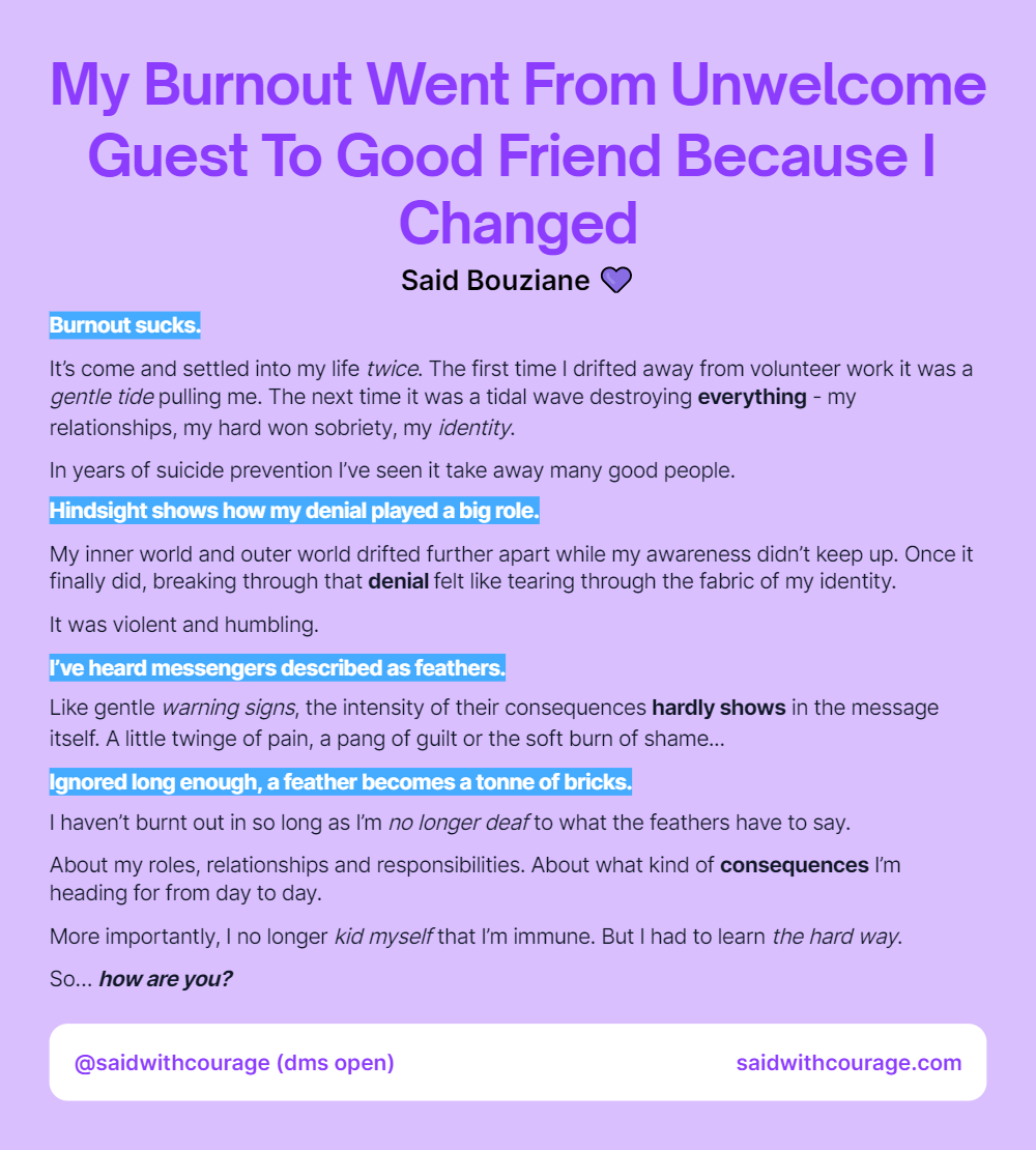 My Burnout Went From Unwelcome Guest To Good Friend Because I Changed