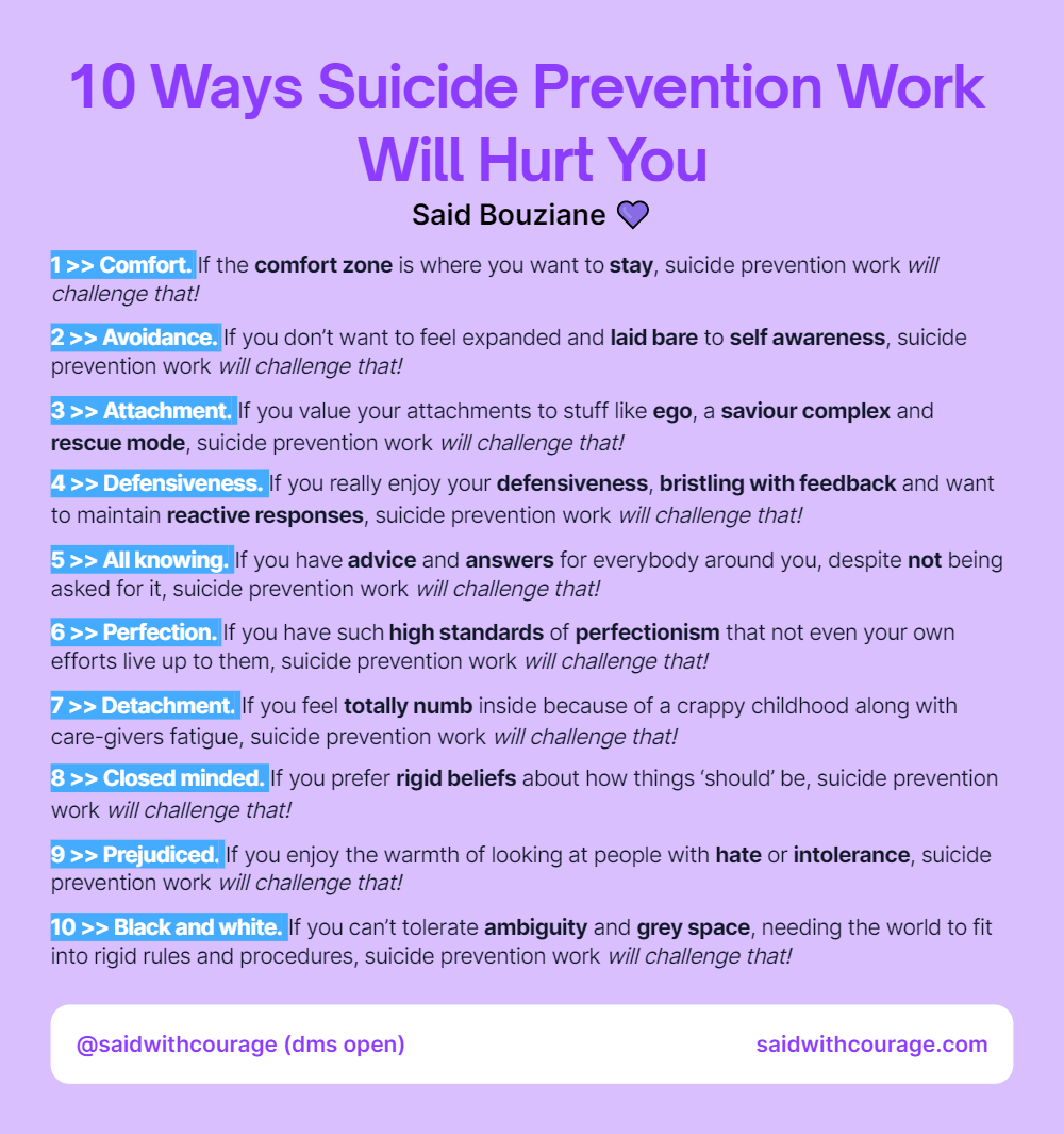 10 Ways Suicide Prevention Work Will Hurt You